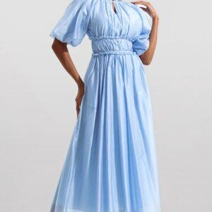 NWT Cinderella Blue Chiffon Raglan Sleeve Frill Midi Dress